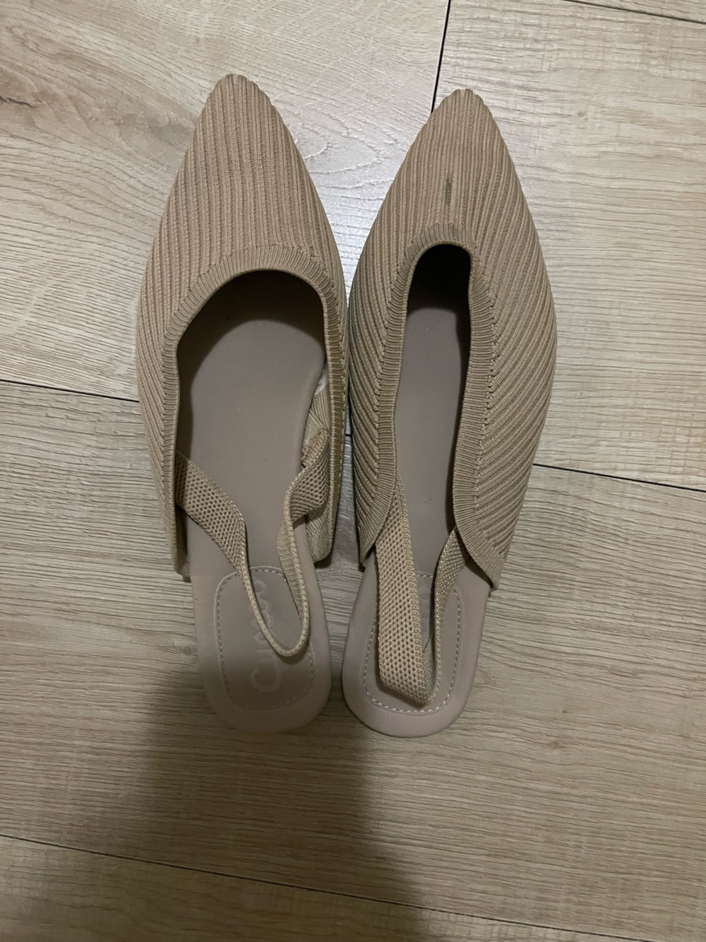 Beige Knit Slingback Flats - Comfortable Women’s Shoes